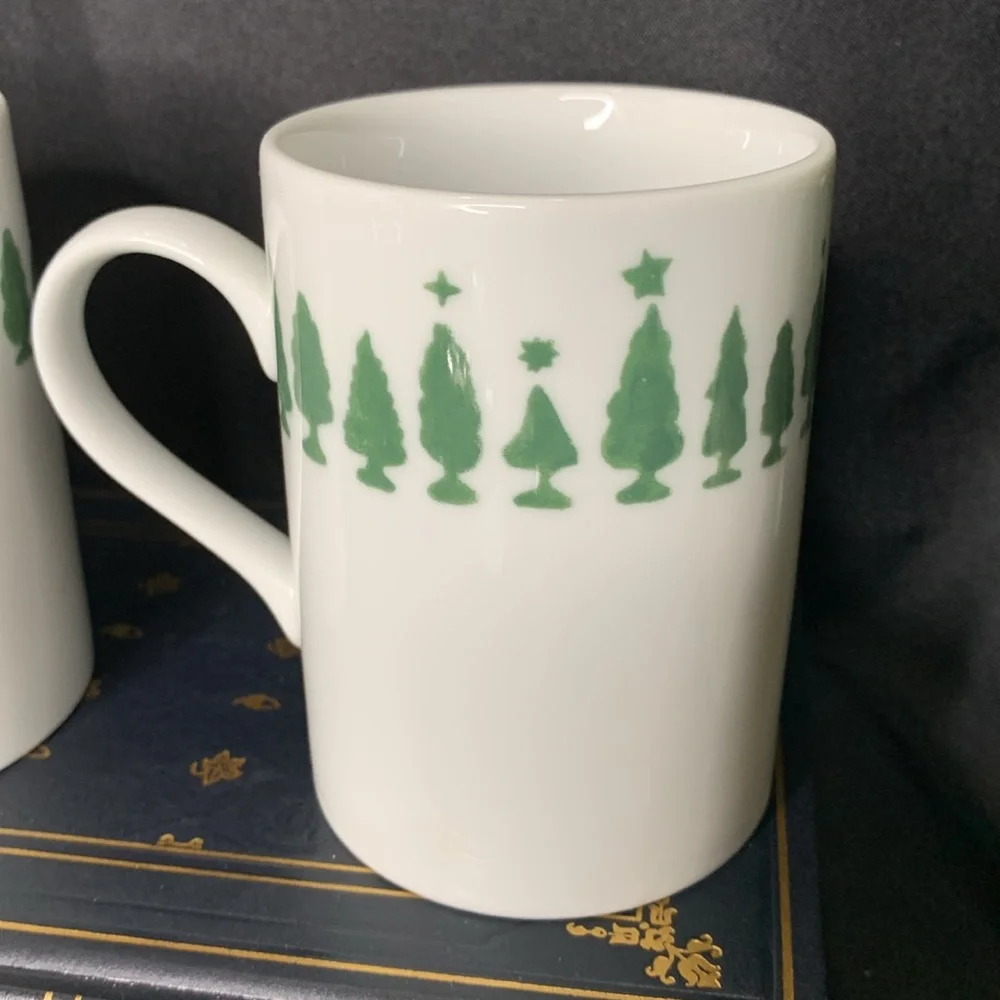 Set of 2 Crate & Barrel Christmas Tree mugs